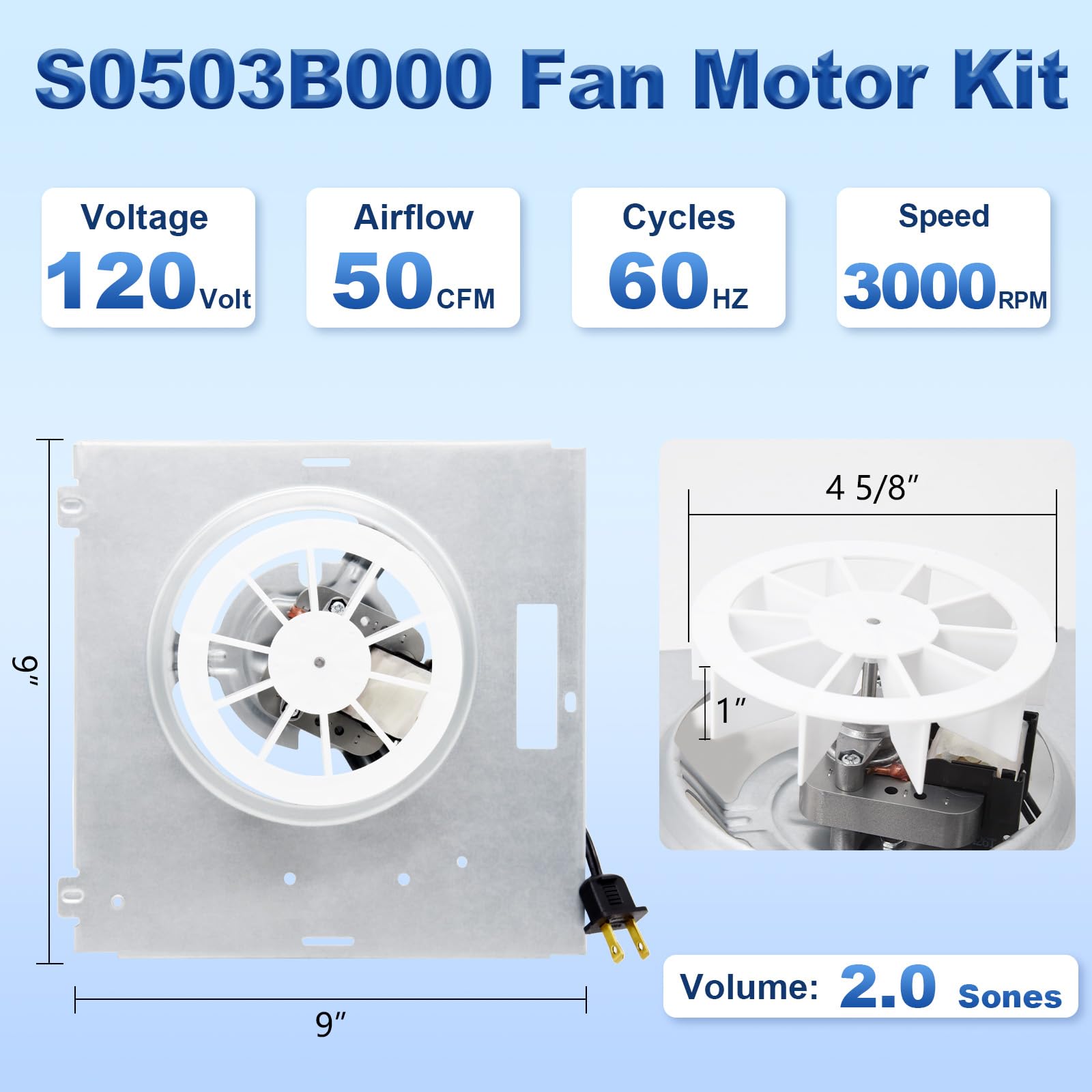 S0503B000 Bathroom Fan Motor Assembly Compatible with Broan Nutone